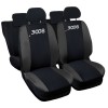 Coprisedili Auto Compatibili 3008 Hybrid Nero/Grigio Scuro | Made In Italy | Set CopriSedile Anteriori e Posteriori | Copri Poggiatesta Incluso | Accessori Interni