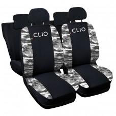 Auto Accessori Lupex Coprisedili Auto Compatibili Clio Hybrid 2020 Nero/Mimetico Grigio| Made In Italy | Set CopriSedile Anteriori e Posteriori | Copri Poggiatesta Incluso | Accessori Interni