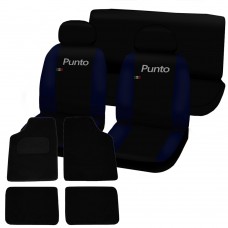 Coprisedili Fiat Punto bicolore nero - blu scuro + tappettini con strappo universali