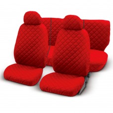 Coprisedili cotone trapuntato con zip - rosso
