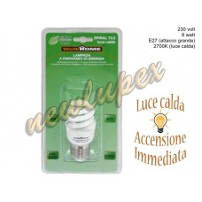 Lampadina a risparmio energetico E27 - luce calda - 8W